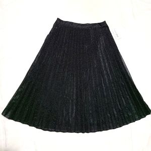 Maison Jules Long Black Pleated Glitter Skirt